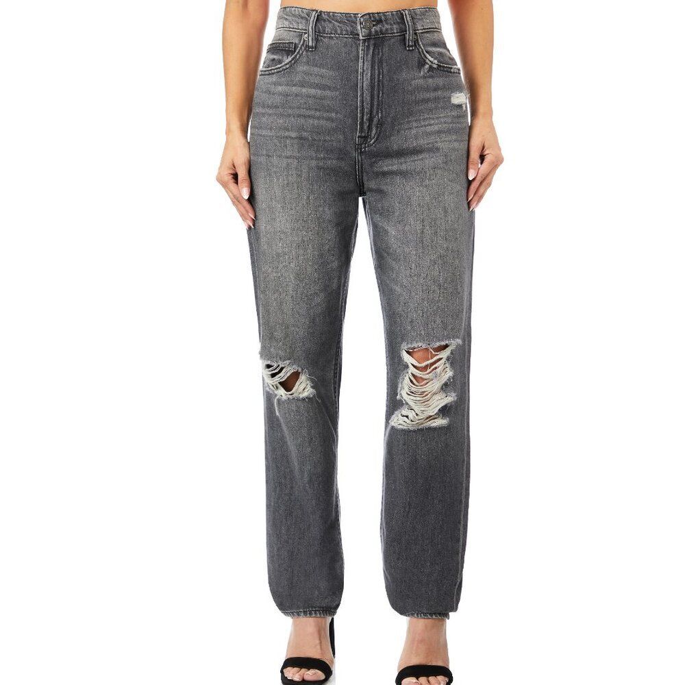Hidden Zoey Mom Tapered Jeans Ripped High Rise Gray Busted Knee Size 24